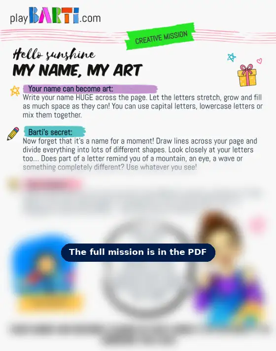 Preview of the My Name, My Art sheet
